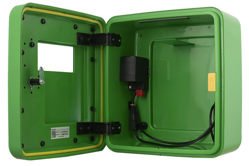 Elarix 4000 Outdoor Defibrillator Cabinet - Unlocked - Heater and LED Light - Green