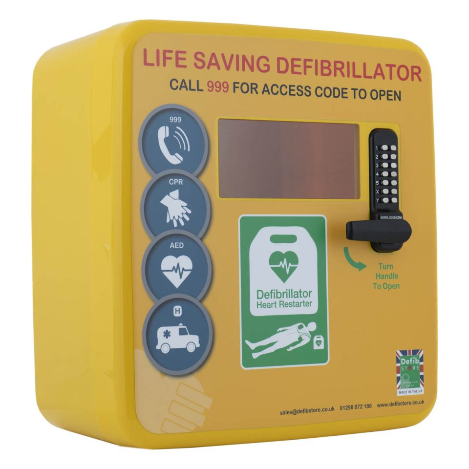 Elarix 4000 Outdoor Defibrillator Cabinet - Keypad Lock - Heater and LED Light - Yellow