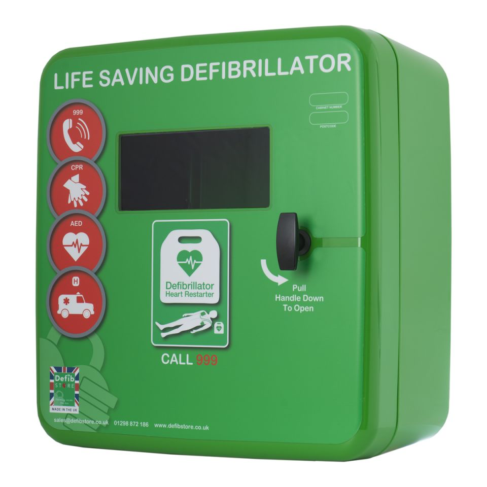 Elarix 4000 Outdoor Defibrillator Cabinet - Unlocked - Heater and LED Light - Green