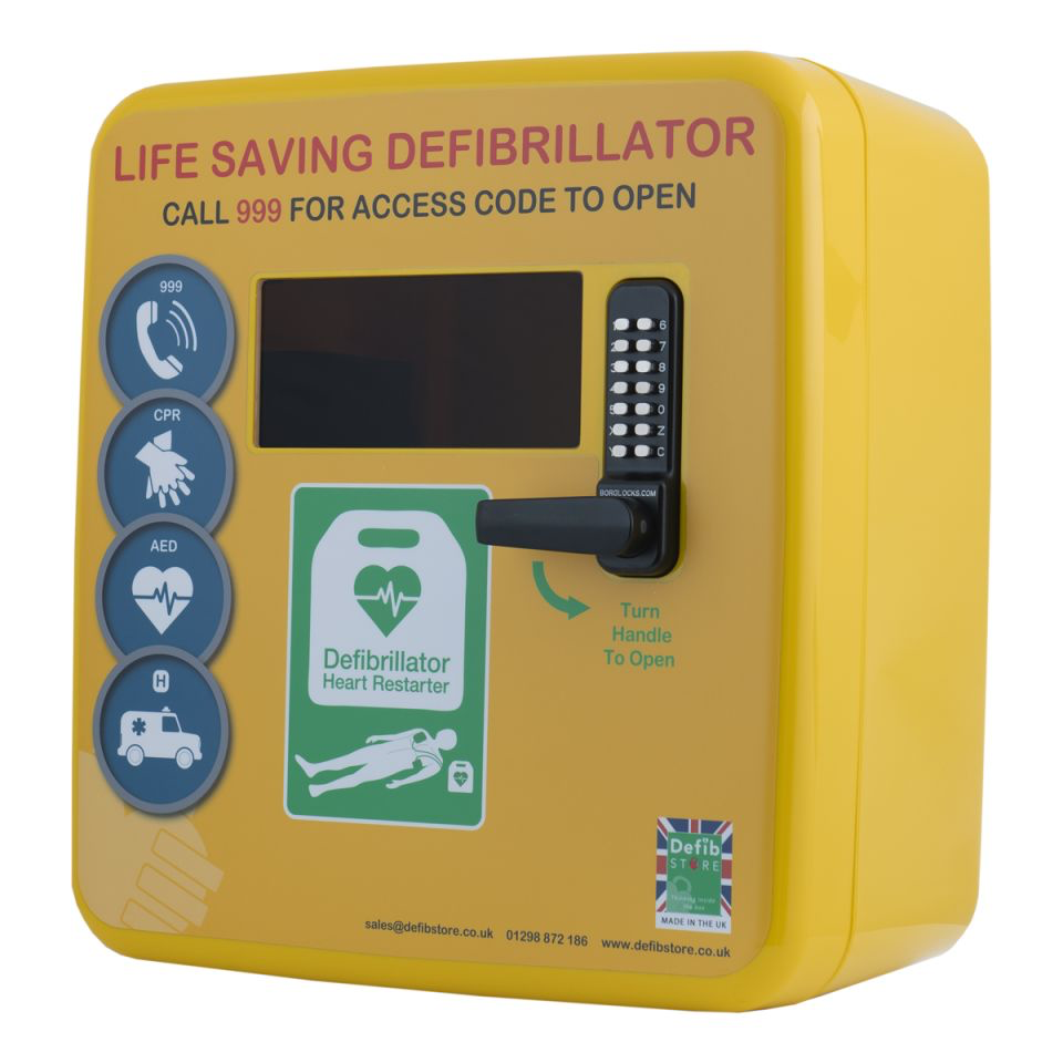 Elarix 4000 Outdoor Defibrillator Cabinet - Keypad Lock - Heater and LED Light - Yellow