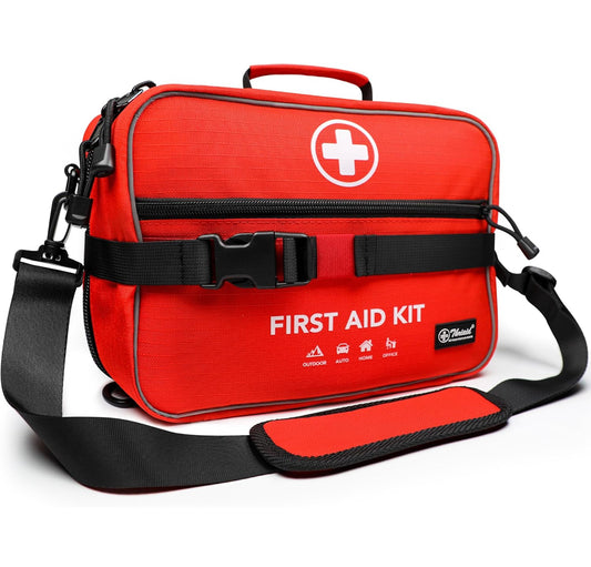 430 Piece First Aid Kit, Well-Organized Premium Waterproof Compact Trauma Medical Kits (Red)