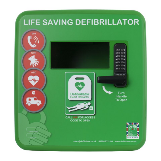 Elarix 4000 Outdoor Defibrillator Cabinet - Keypad Lock - Heater and LED Light - Green